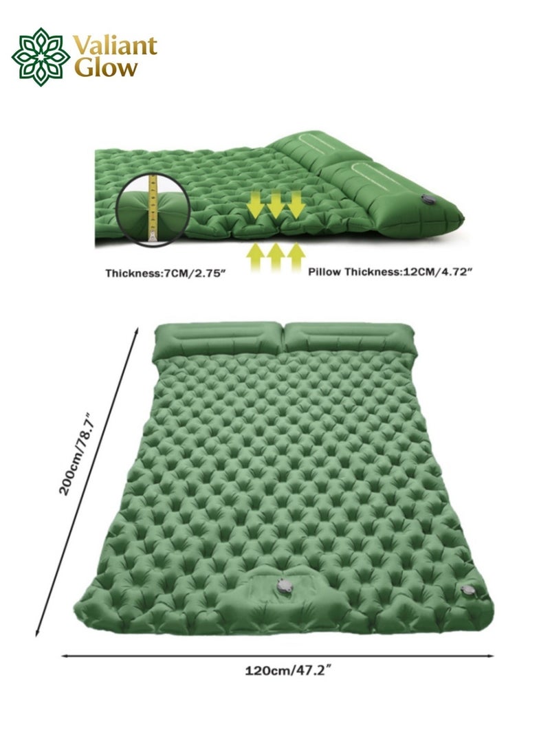 Valiant Glow Emergency Portable Lightweight Sleeping Mat|Double camping sleeping mat | Ultralight camping mat | With pillow | Built-in foot pump | Inflatable sleeping mat |camping bed、camping mattress、camping mat、sleeping pad| Lightweight and portable | Suitable for camping | Backpacking | Hiking | Tent camping. - Image 4